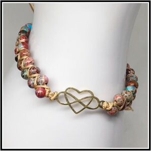 Marbled Double Beaded Adjustable Anklet Bracelet Infinity Love